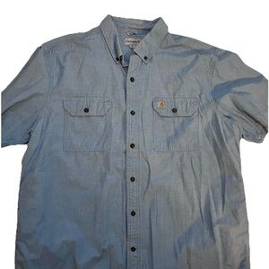 Carhart Men's Denim Button Down Short sleeve shirt, size XXL